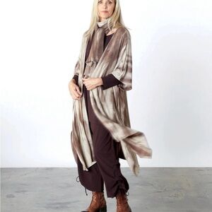 Bryn Walker open-front cardigan sweater brown tie-dye boho lagenlook kimono S